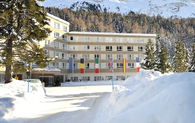 Vista do resort na neve