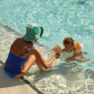 mother and child in the pool