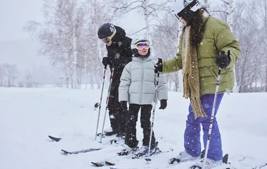 Family skiing.
