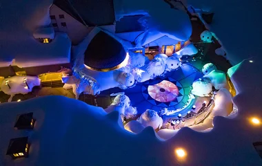 ClubMed resort at night from above.