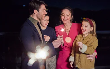 famille noel feu d'artifice